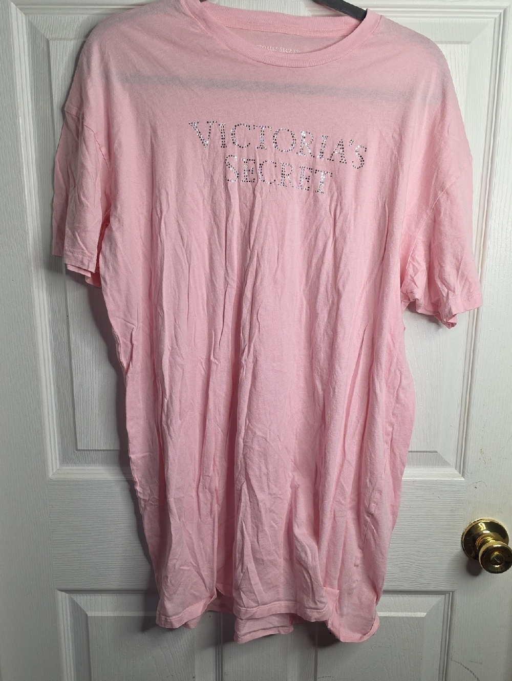 Victoria's Secret Light Pink Rhinestone Logo Sleep Tee